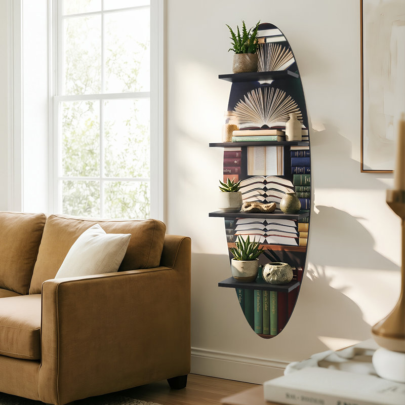 52''H Surfboard Wall Shelf with Printed Surface