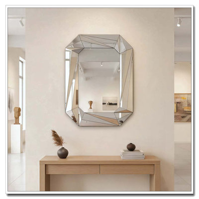 Diamond Shaped Large Wall Mirror for Decor Elegant Living Room