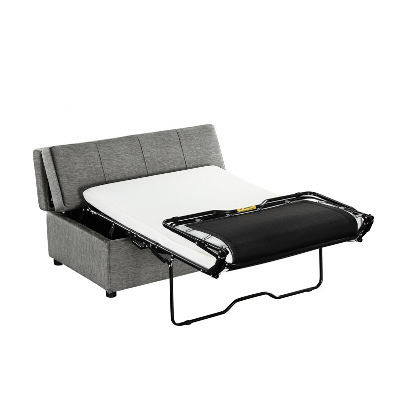 Dark Gray Twin Size Bed With And Mattress Sleeper Fabric Cooling, Dark Gray