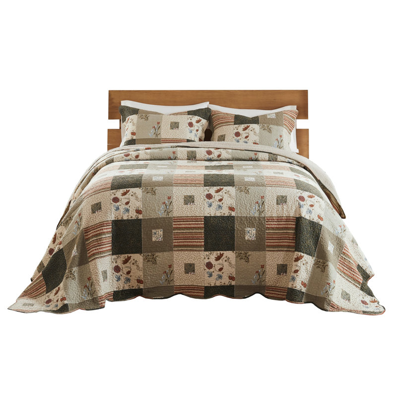 Greenland Home Fashions Sedona Multi Southwestern Floral and Stripe 3-Piece King Size Bedspread Set 120"x118" with 2 King Shams