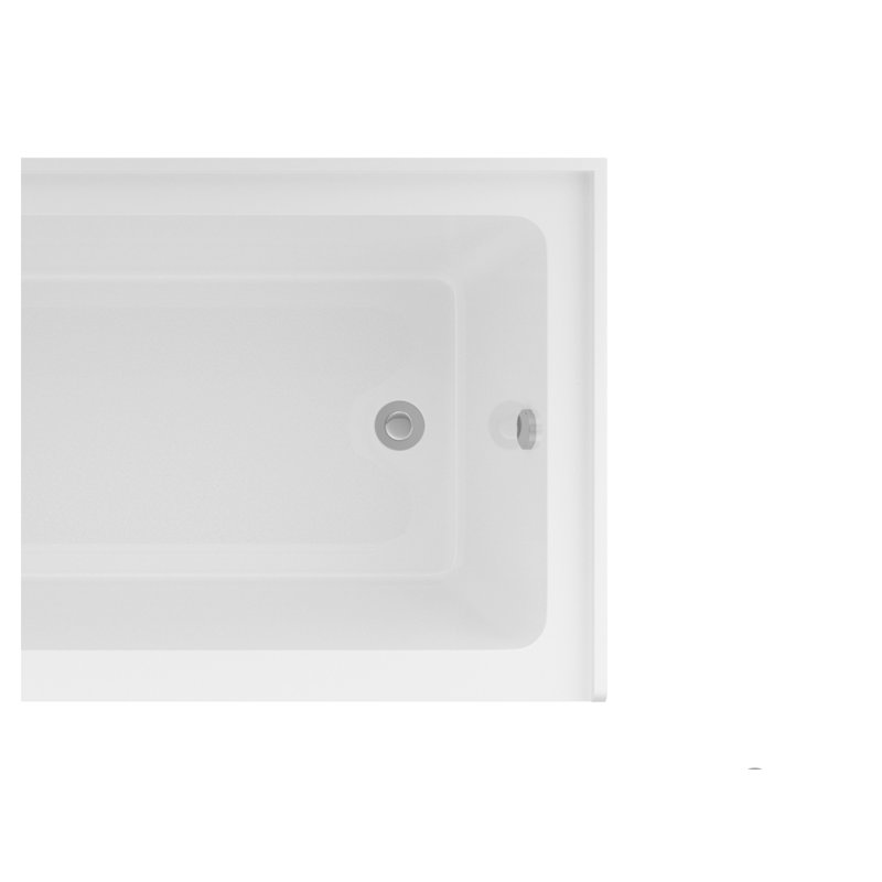Baignoire de trempage en alcôve de 60 po en acrylique avec jupe en blanc brillant, bonde droite, bonde à main torsadée chromée incluse