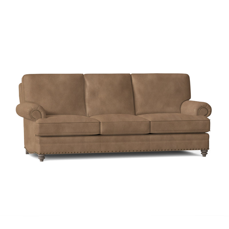 Carrado Leather Sofa, Anilina Hunter Genuine Leather, Stone, French Natural