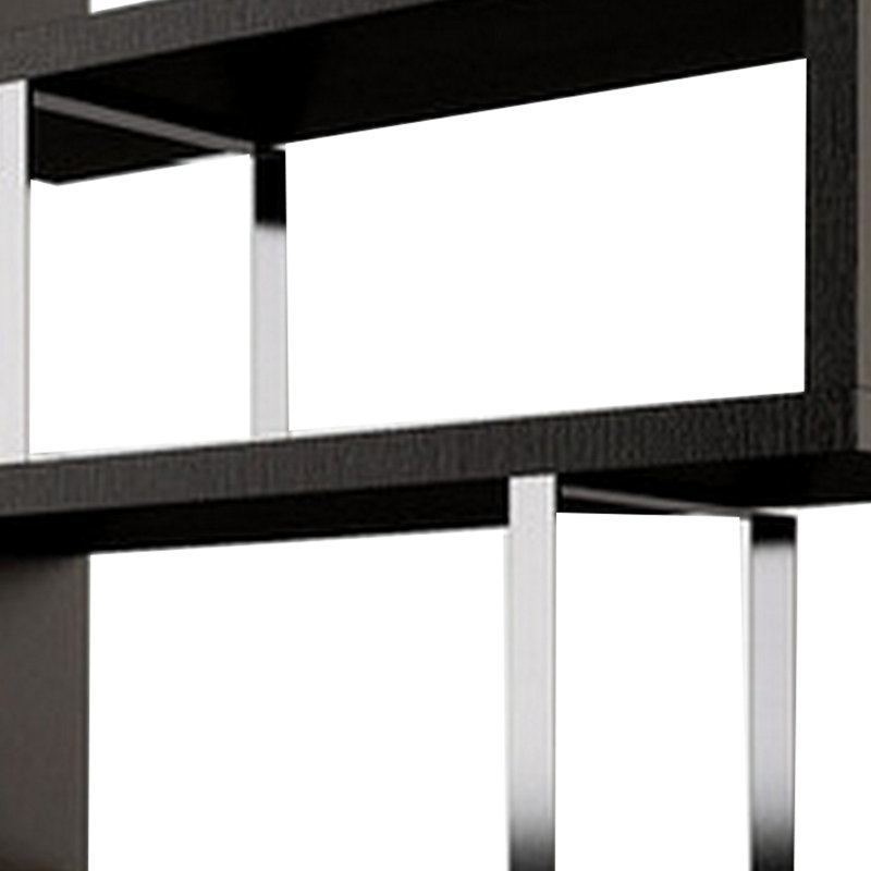 Charlis Geometric Bookcase, (4 Shelves) 67" H x 51" W x 16" D, Black