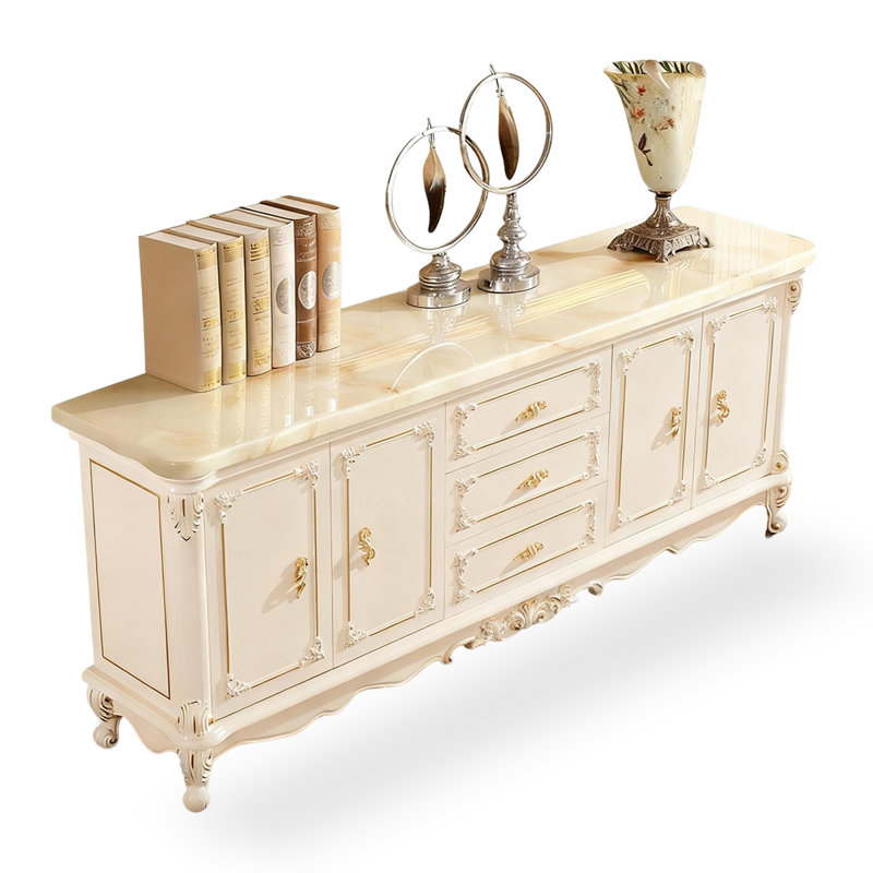 Buffet de table en bois fritté blanc, H 34,65 po x l 78,74 po x P 17,72 po