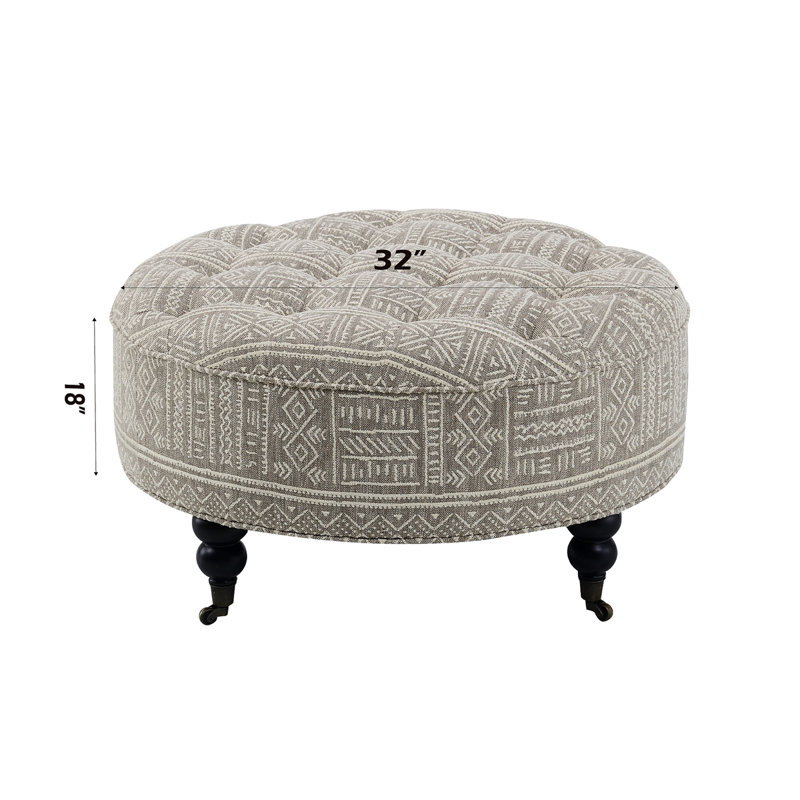 Upendo Pattern Fabric Ottoman With Casters