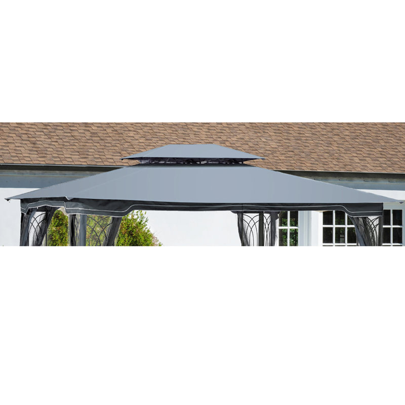 Toile de remplacement pour pavillon de jardin 13 x 10 pi - Gris, imperméable et housse de protection solaire pour terrasse