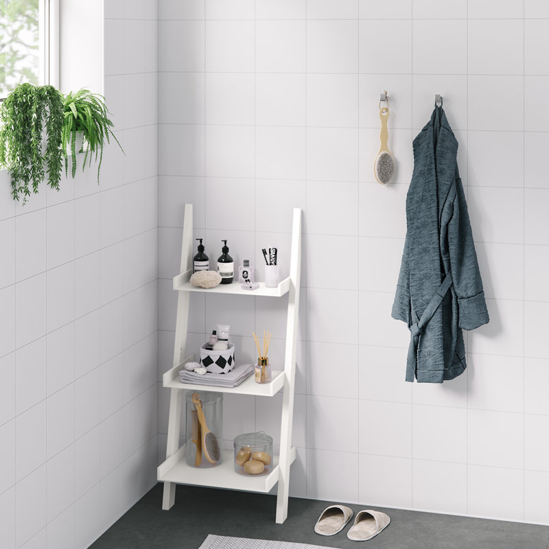 Tablettes de salle de bain autoportantes Lado, Blanc