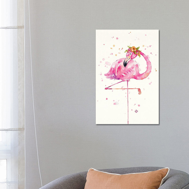 Sweet Flamingo by Sillier Than Sally - Wrapped Canvas Print, 66.04 cm H x 45.72 cm W