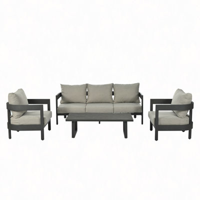 U_style Premium Outdoor Seating Set With Durable Iron Frames And Plush Cushions For Gardens And Patios
