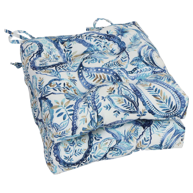 Ensemble de 2 coussins de chaise carrés de 16 pouces (ensemble de 2), Blanc / cachemire lapis Faylinn