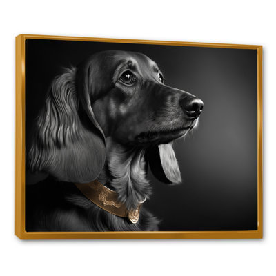 «Moriel Portrait Of A Black Glam Dachshund VII», reproduction sur toile