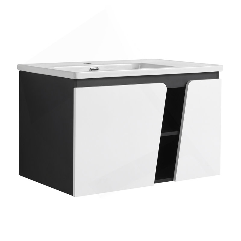 Meuble-lavabo mural flottant 32 po avec lavabo simple et porte d'armoire à fermeture en douceur 32 po, 32'