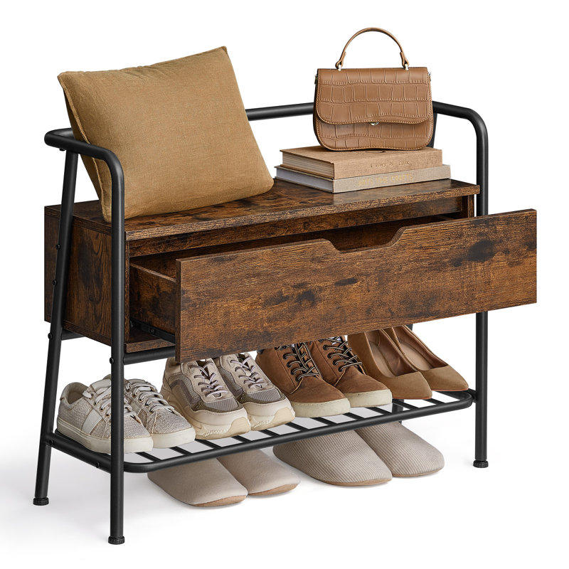 Banc à chaussures avec tiroir organisateur, H 25 po x l 31,5 po x P 11,8 po