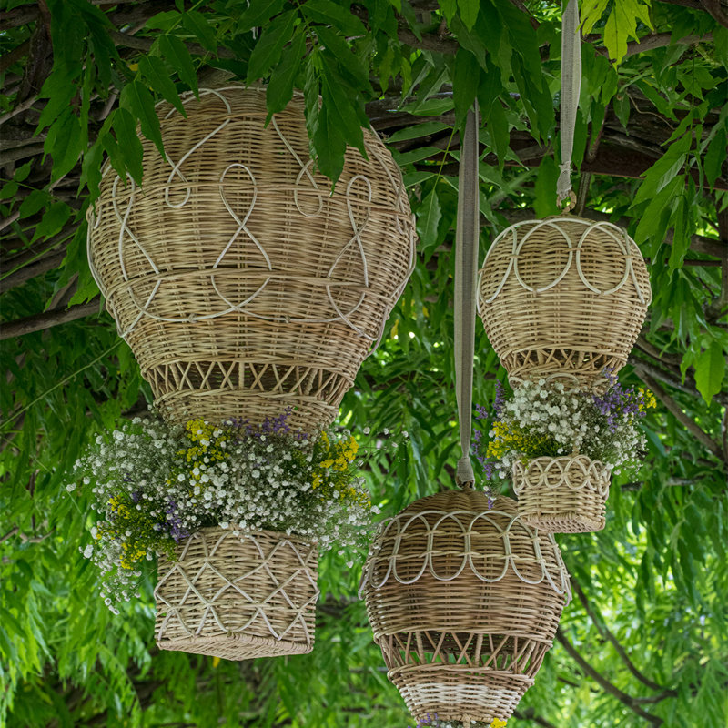 Provence Rattan Hot Air Balloon, 14" H x 7.5" W x 7.5" D