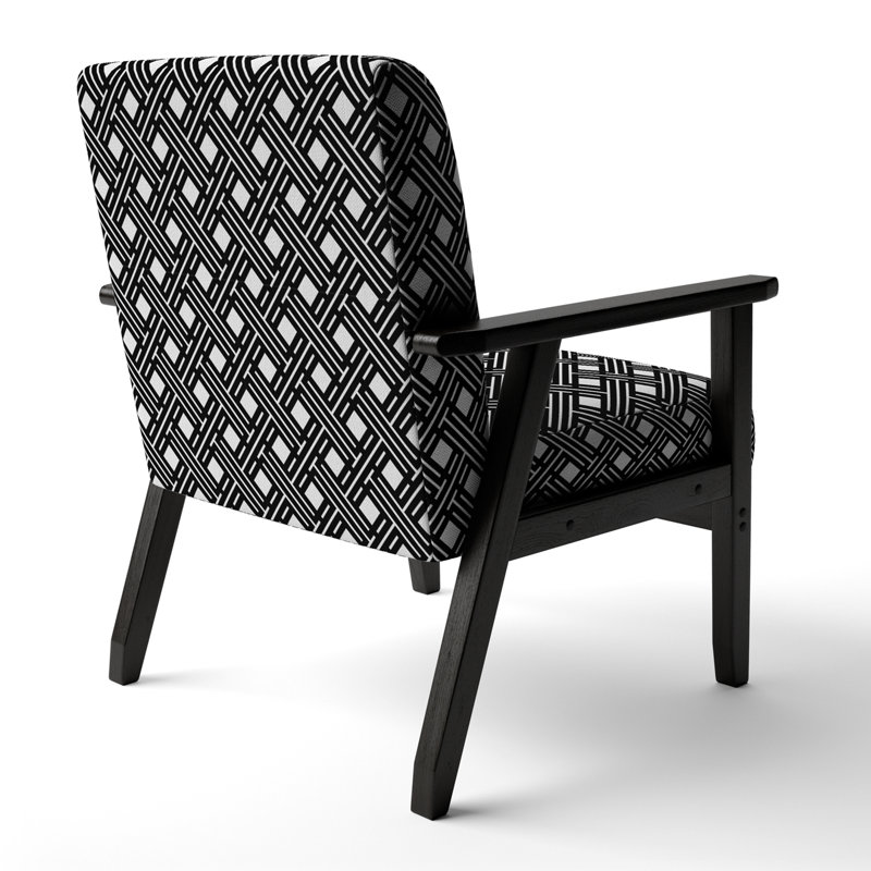 Fauteuil rembourré Mid-Century à motif géométrique monochrome II