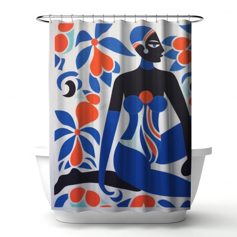 Shower Curtain FI106 – Polyester Shower Curtain, Dye Sublimation Print, 71" W × 74" L