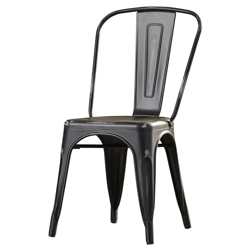 Chaise de salle à manger empilable en métal Ogawa, Noir antique