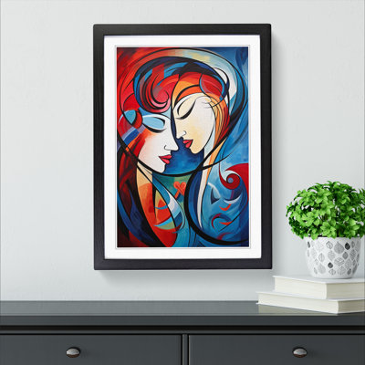 Two Women in Love Abstract 1 Piece Single Picture Frame Wall Art