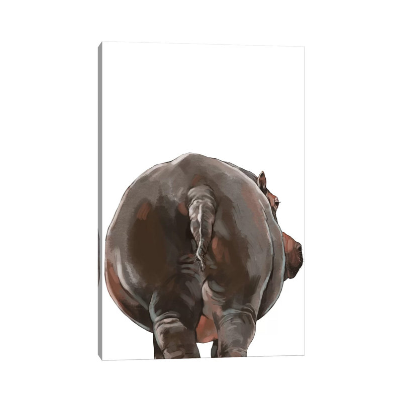 Hippo Butt by Big Nose Work - Wrapped Canvas Print, 20.32 cm H x 30.48 cm W