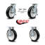 8 Inch Rubber on Aluminum Caster Set with 2 Brakes/Swivel Lock 2 Rigid SCC