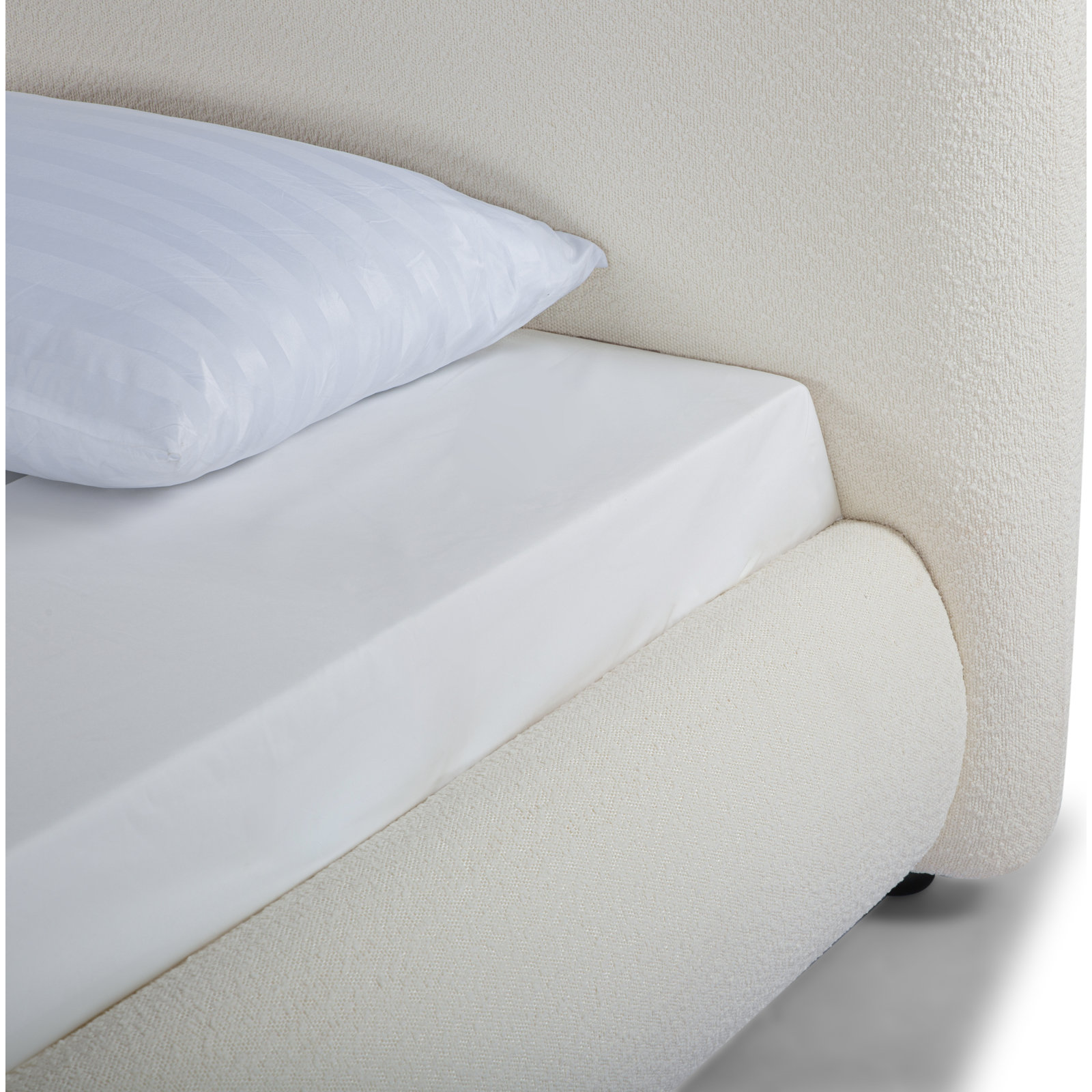 Reggie Platform Bed, King, Off White Performance Boucle