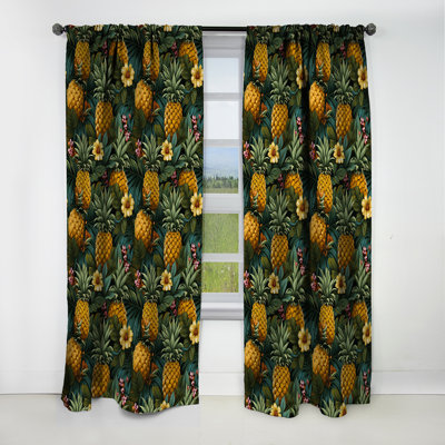 Pineapple Delight - motif tropical I - Rideau floral - Rideau occultant floral - 1 panneau