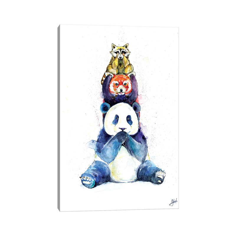 Pandamonium by Marc Allante - Wrapped Canvas Painting, 30.48 cm H x 45.72 cm W
