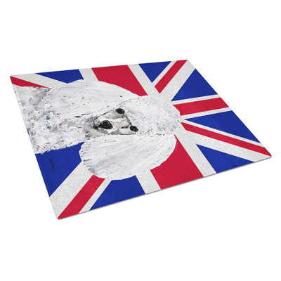 Caroline's Treasures Union Jack Toy Poodle with English British Flag Glass Cutting Board