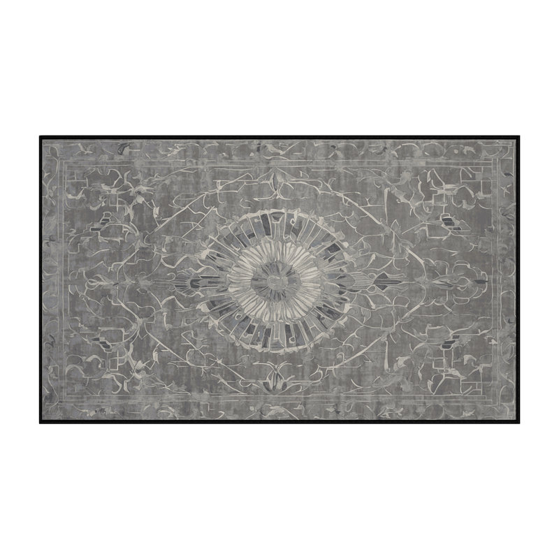 Machine Washable Gray Area Rug, Rectangle 6' x 9'