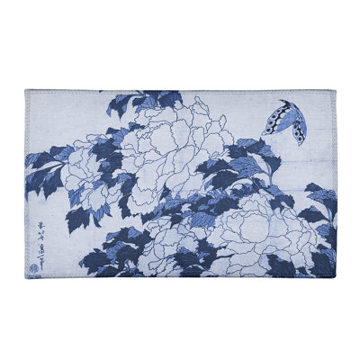 Tapis de chenille pivoines et papillon
