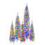Ensemble de 5 arbres de Noël artificiels floqués au crayon avec 11 modes d'éclairage (4 pi x 3/6 pi / 8 pi)