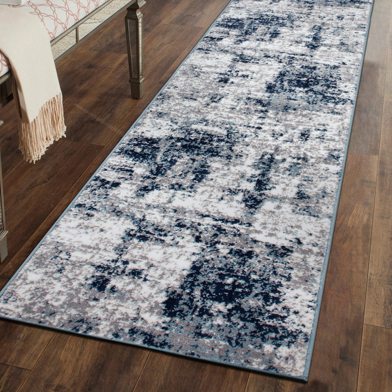 Tapis gris / bleu / ivoire Willington, Tapis de couloir 2 pi x 10 pi