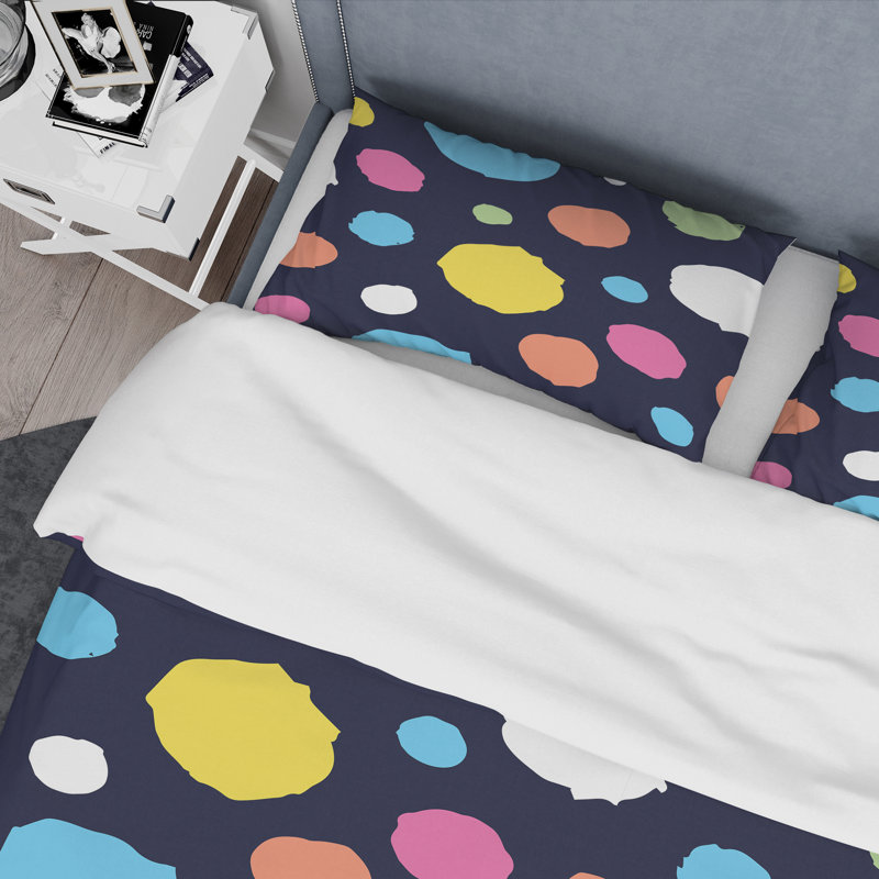 Motif de cercles multicolores - ensemble de housse de couette abstrait - polyester microfibre