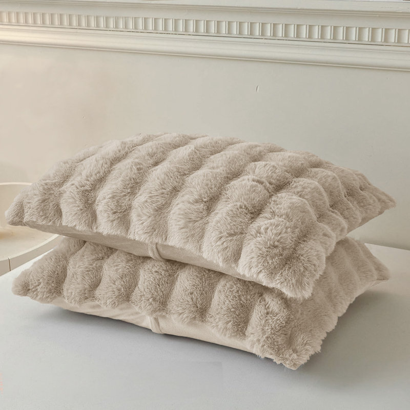 Luxury Thermal Supersoft Faux fur Fitted Sheet - Alpine, Beige, Single