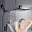 High Pressure 8'' Rainfall Dual Shower Head With 5 Ft Hose-No Extension Arm