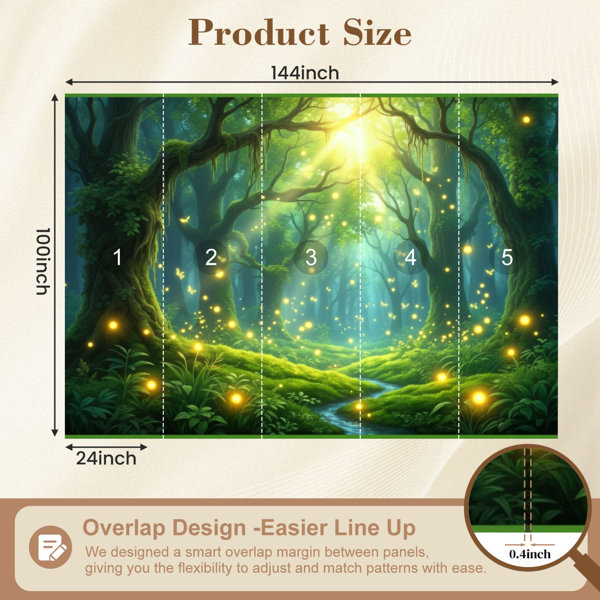 Red Barrel Studio Peel and Stick Wallpaper Magical Forest Glowing ...