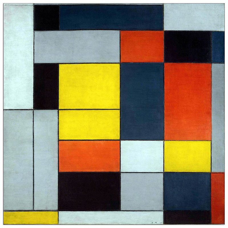 Piet Mondrian - Wrapped Canvas Painting, 50cm H x 50cm W x 1.8cm D