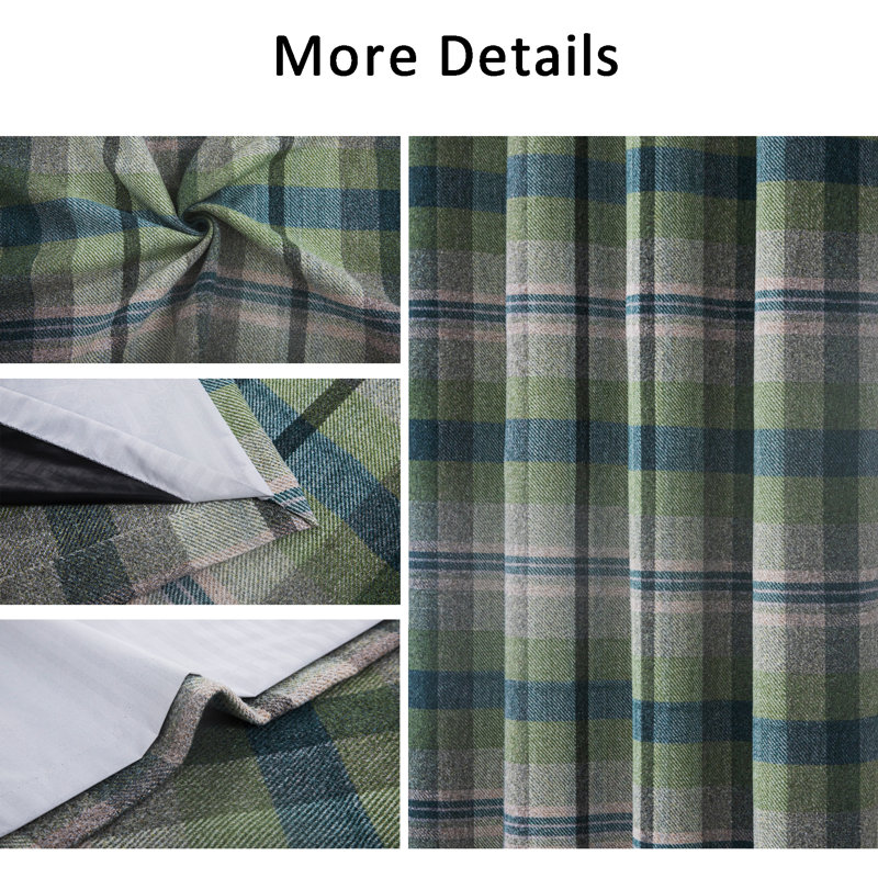 Blackout Curtain Panel Pair, Green, Width 117 x Drop 183 cm