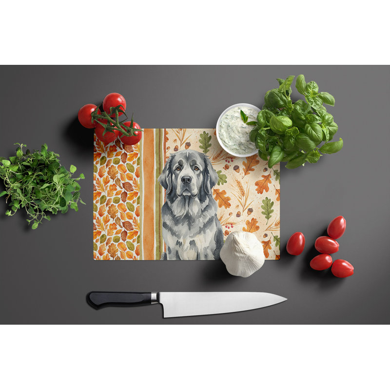 Gray Newfoundland Heirloom Fall Glass Cutting Board