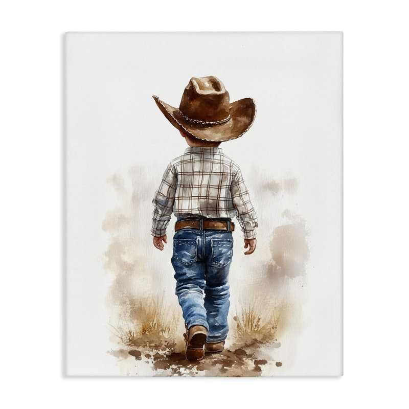 «Rustic Cowboy Child», toile par Christine Simpson, art, H 20 po x l 16 po