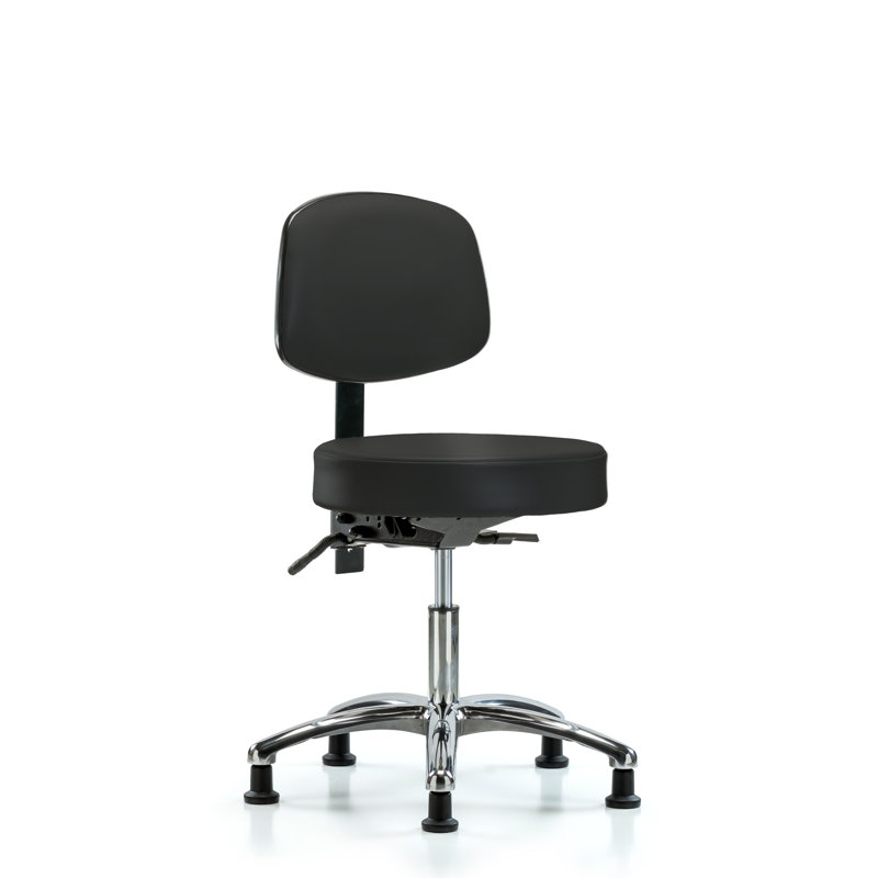 Tabouret de laboratoire réglable à hauteur de bureau Daenerys, Inclus, Patins, Noir