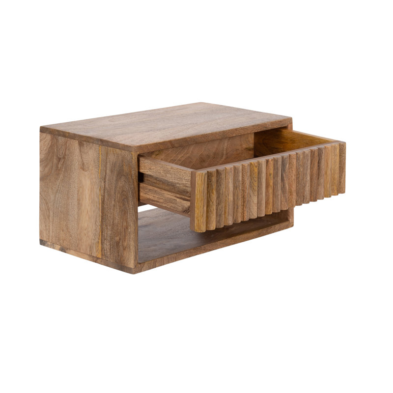 Table d'appoint flottante Rutkowski, Bois naturel, Tanné