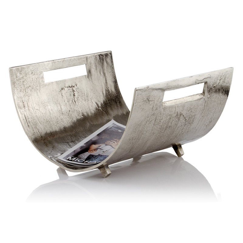 Ayaan Modern Brushed Raw Silver Magazine Basket
