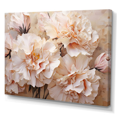 Arrangement d'œillets beige I sur toile