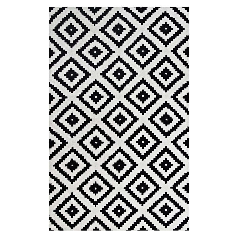 Alika Black and White Diamond Trellis 8' x 10' Area Rug