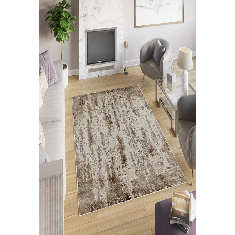 Stylish Area Rug, Beige, Bronze & Mink | 100% Polyester, 650 g/m², 0.16 in Pile Height | Antibacterial, Eco-Friendly, Non-Slip PVC Dot Underside | Machine Washable, Perfect for Living Room & Bedroom Décor
