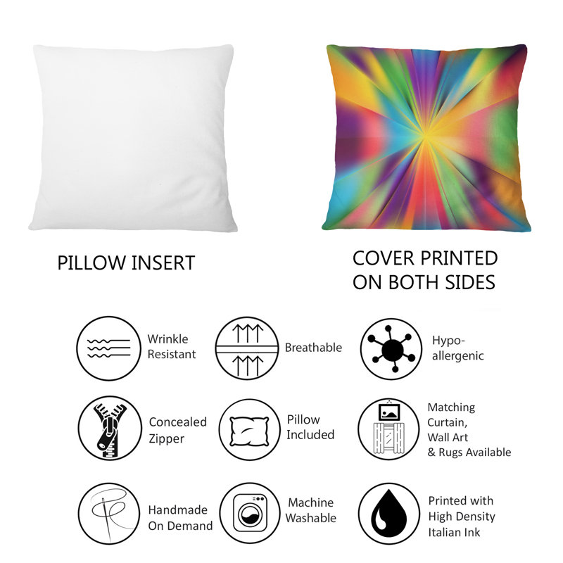 Rayons lumineux et colorés - Coussin décoratif imprimé moderne, 12 po x 20 po, Rectangulaire