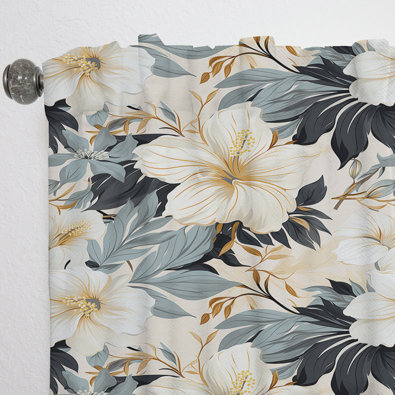 Monochrome Tropics Tropical Pattern IV - Tropical Velvet Curtain - Room Darkening - 1 panel, 52" W x 63" L