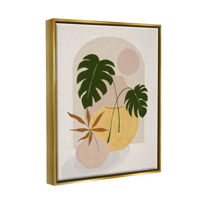 "Monstera en pot", art mural sur toile flottant encadré par Janet Tava