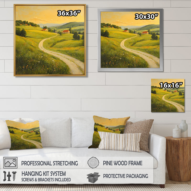 Domico, campagne campagne en été II - campagne, art mural, Impression encadrée flottante, H 30 po x l 30 po, Blanc
